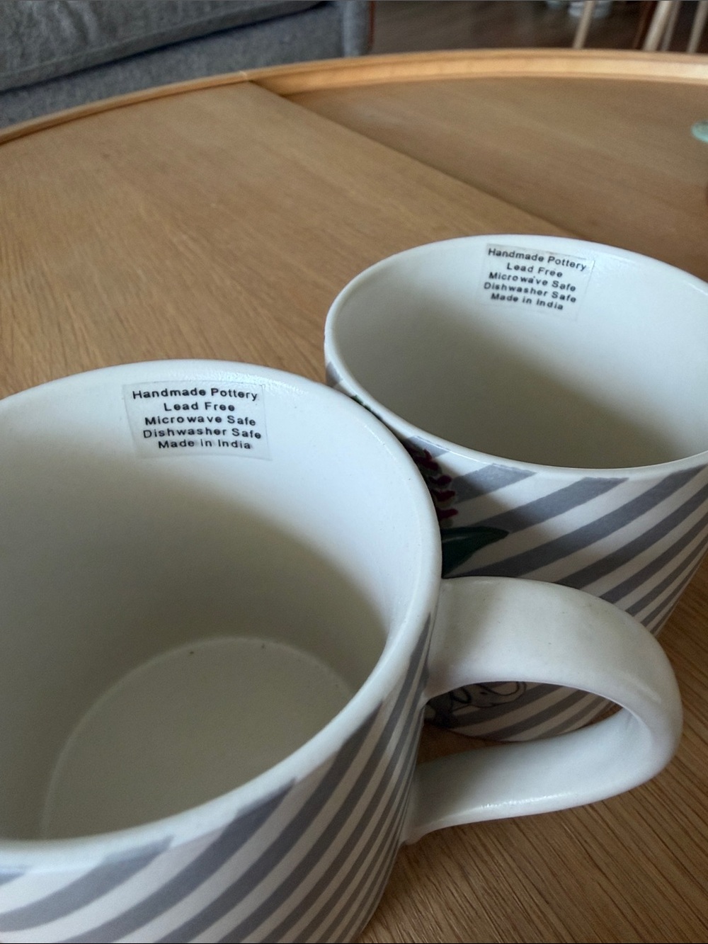 Grey Striped Elephant & Botanical Ceramic Mug - Set of 2 - Picture 6 of 6